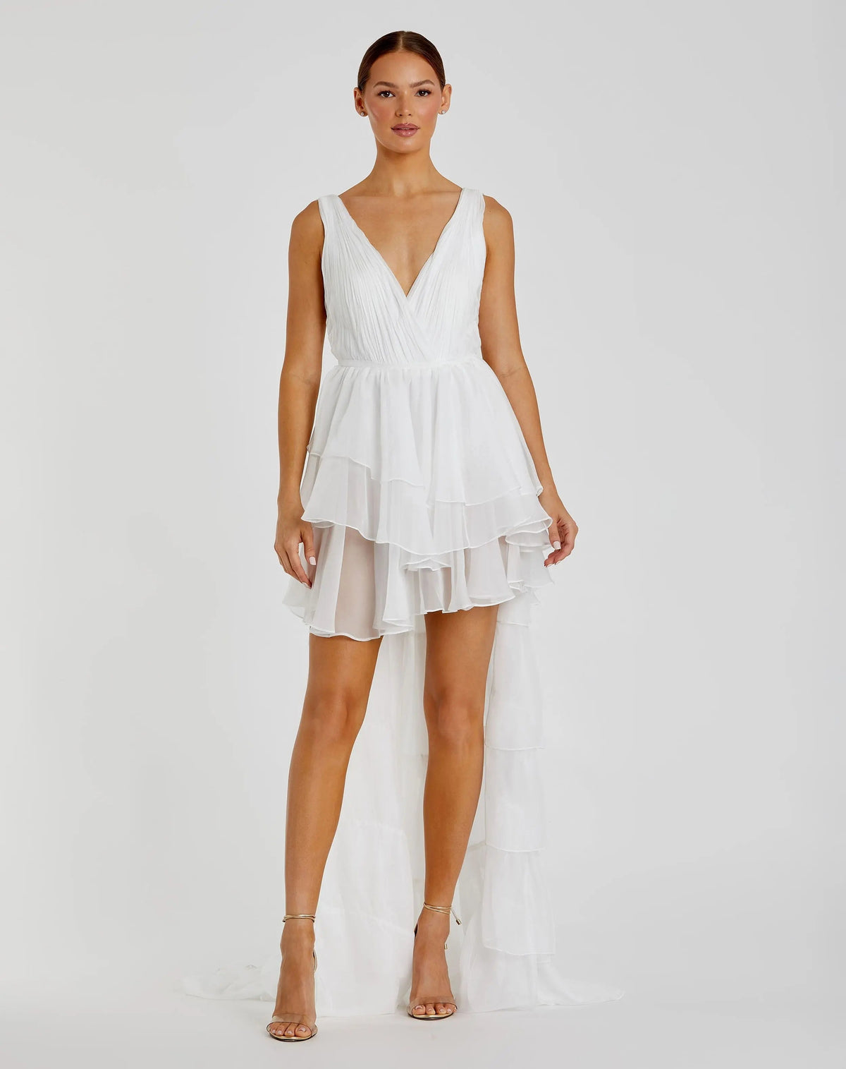 Women's White Dress - Black Ruffle Chiffon