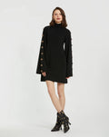 Women's Black Mini Dress - Black Knit