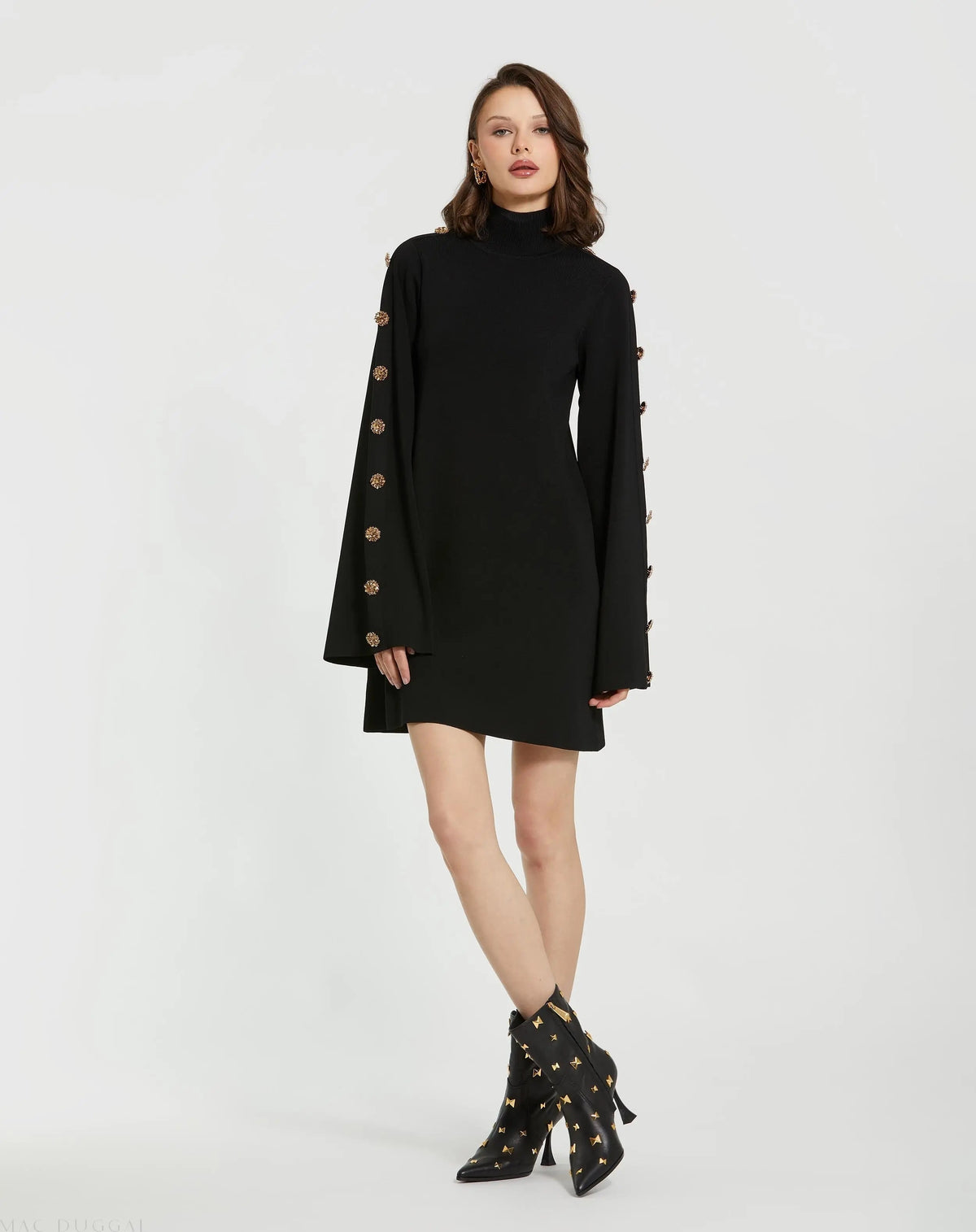 Women's Black Mini Dress - Black Knit