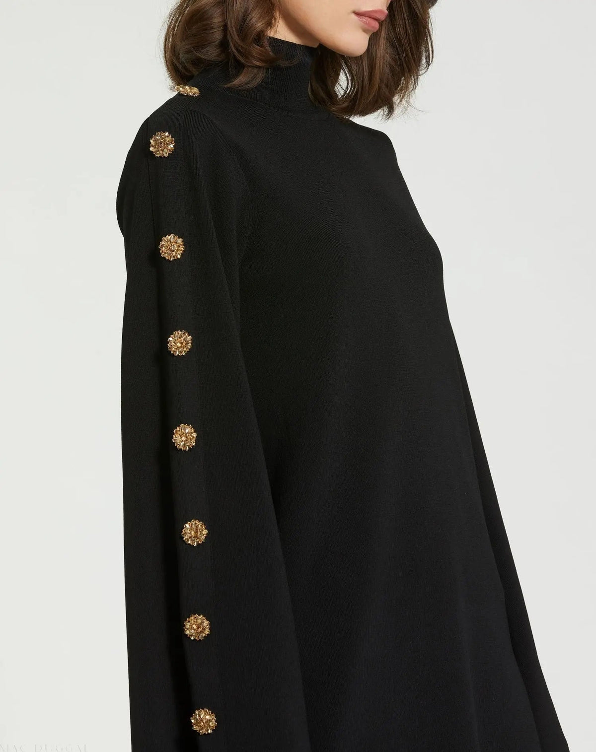 Women's Black Mini Dress - Black Knit