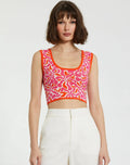 Women's Multicolor Sleeveless Floral Knit Cropped Tank Top FINAL SALE