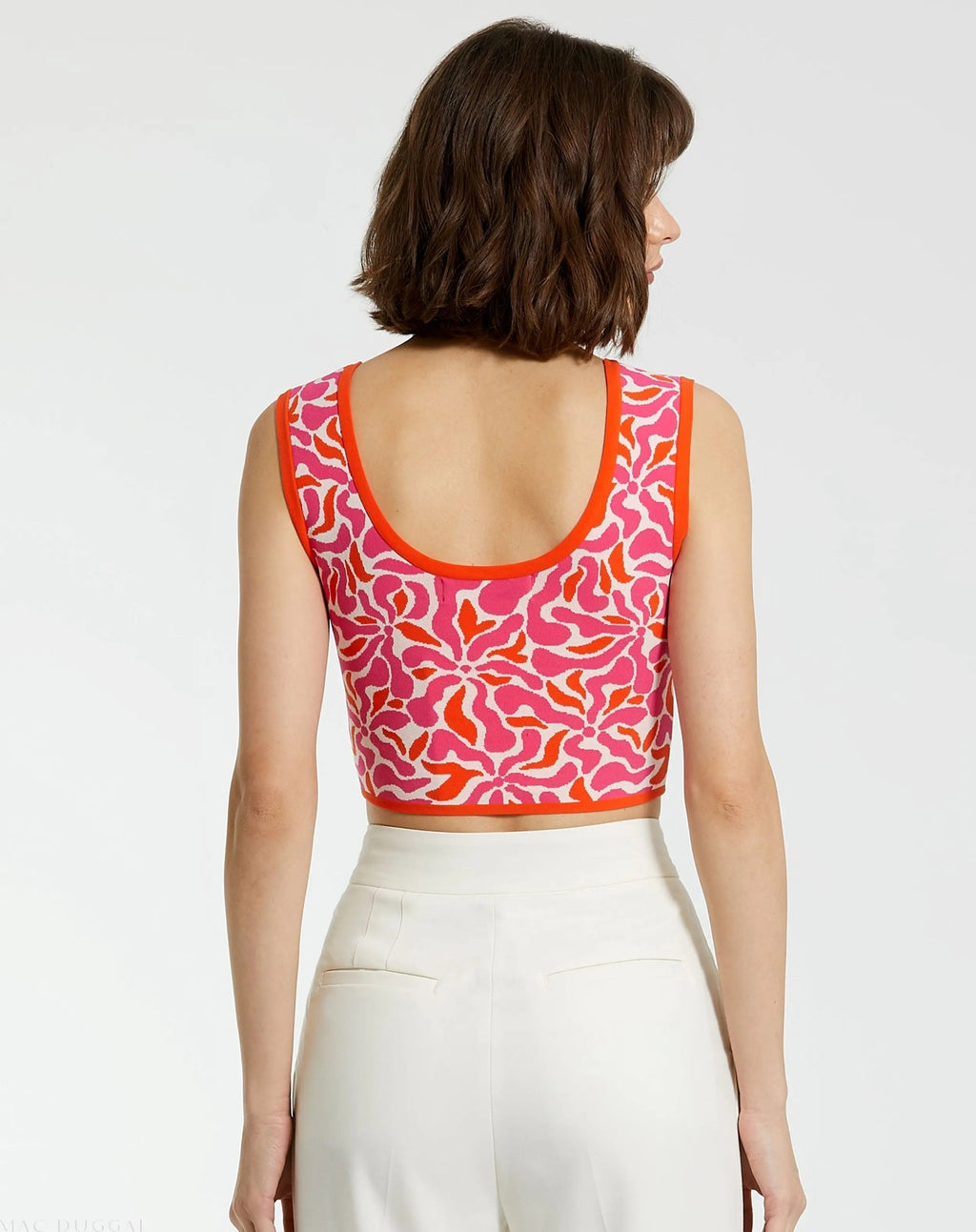 Women's Multicolor Sleeveless Floral Knit Cropped Tank Top FINAL SALE