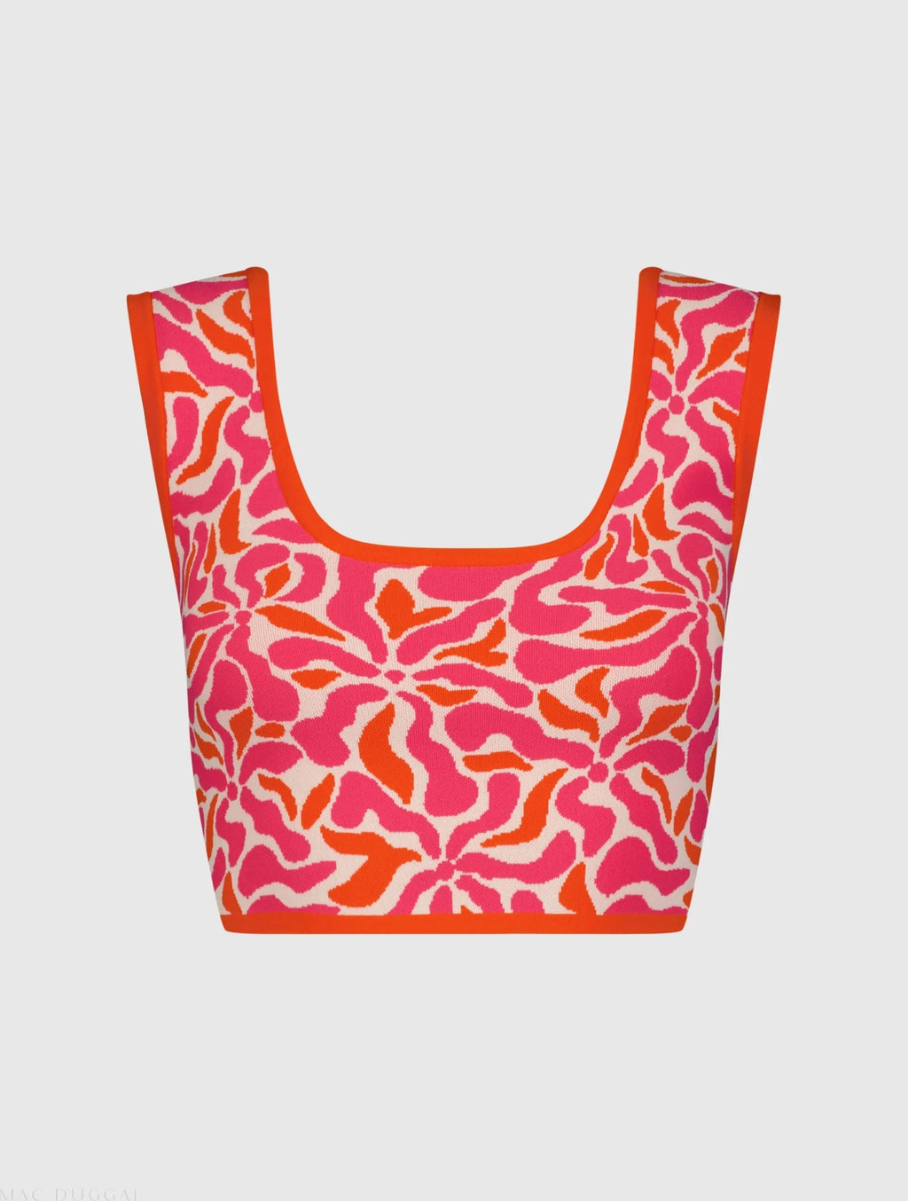Women's Multicolor Sleeveless Floral Knit Cropped Tank Top FINAL SALE