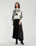 Women's White Balloon Sleeve Cropped Mock Neck Knit Sweater