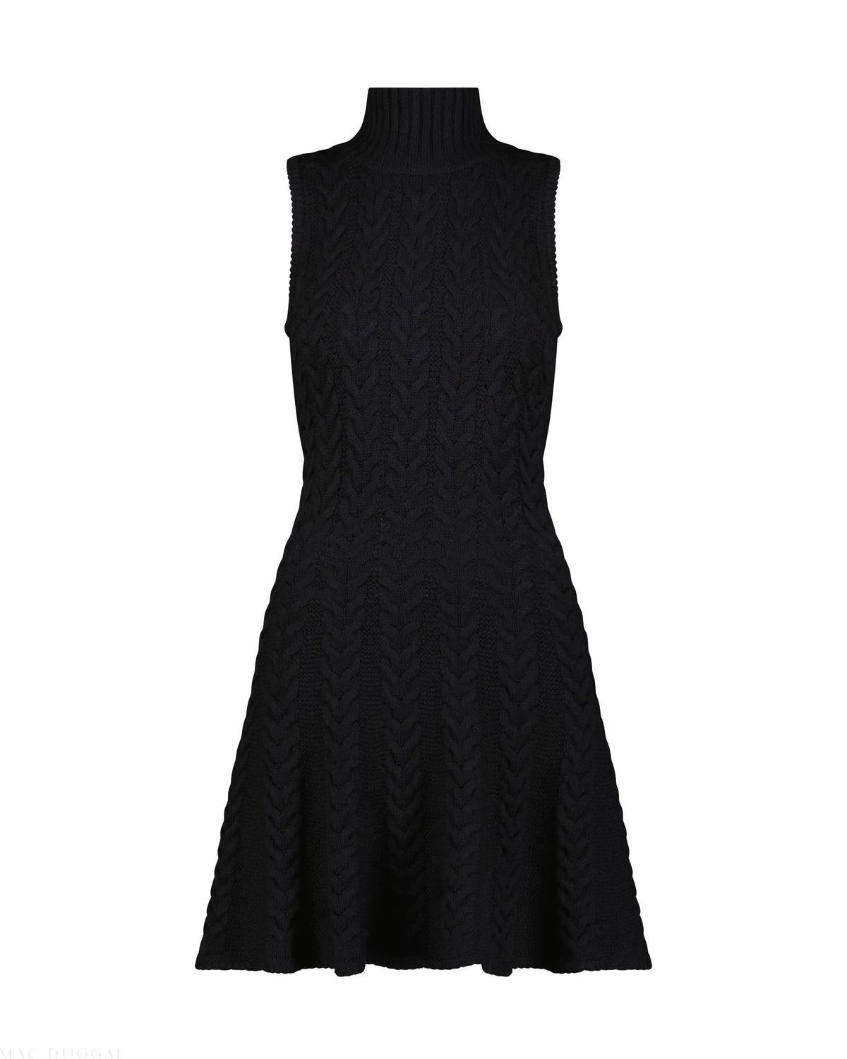 Women's Black Mini Dress Sleeveless - Black Knit