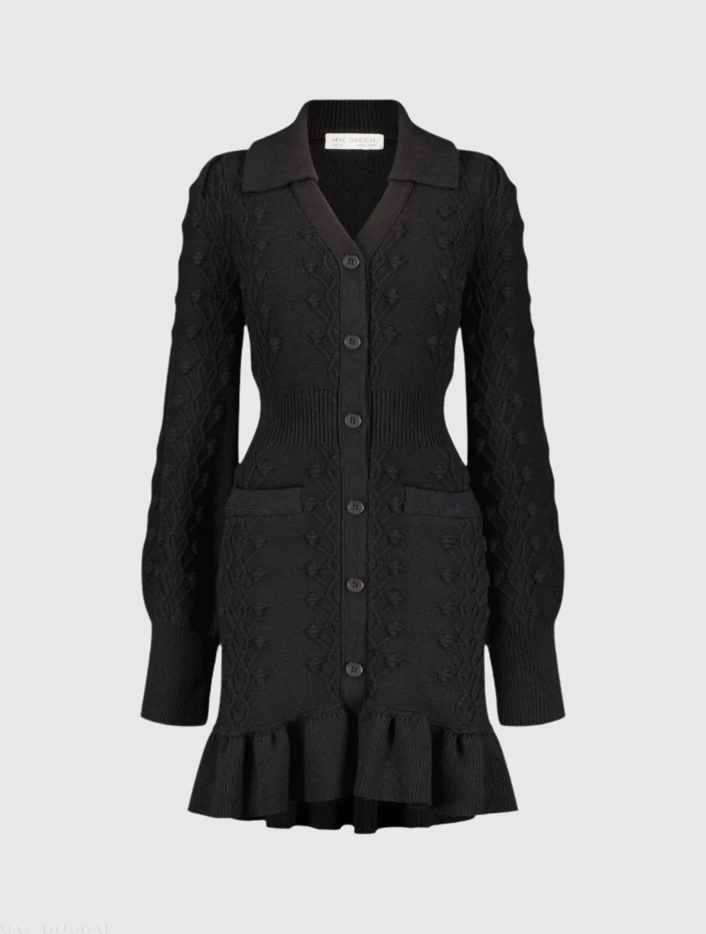 Women's Black Dress - Black Ruffle Knit