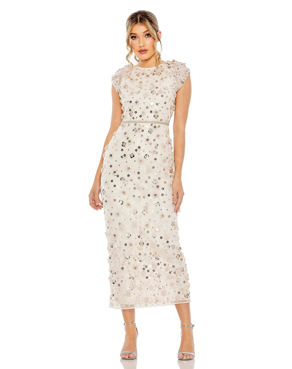 Women's Pink Dress Floral - Pink Sequin Mesh