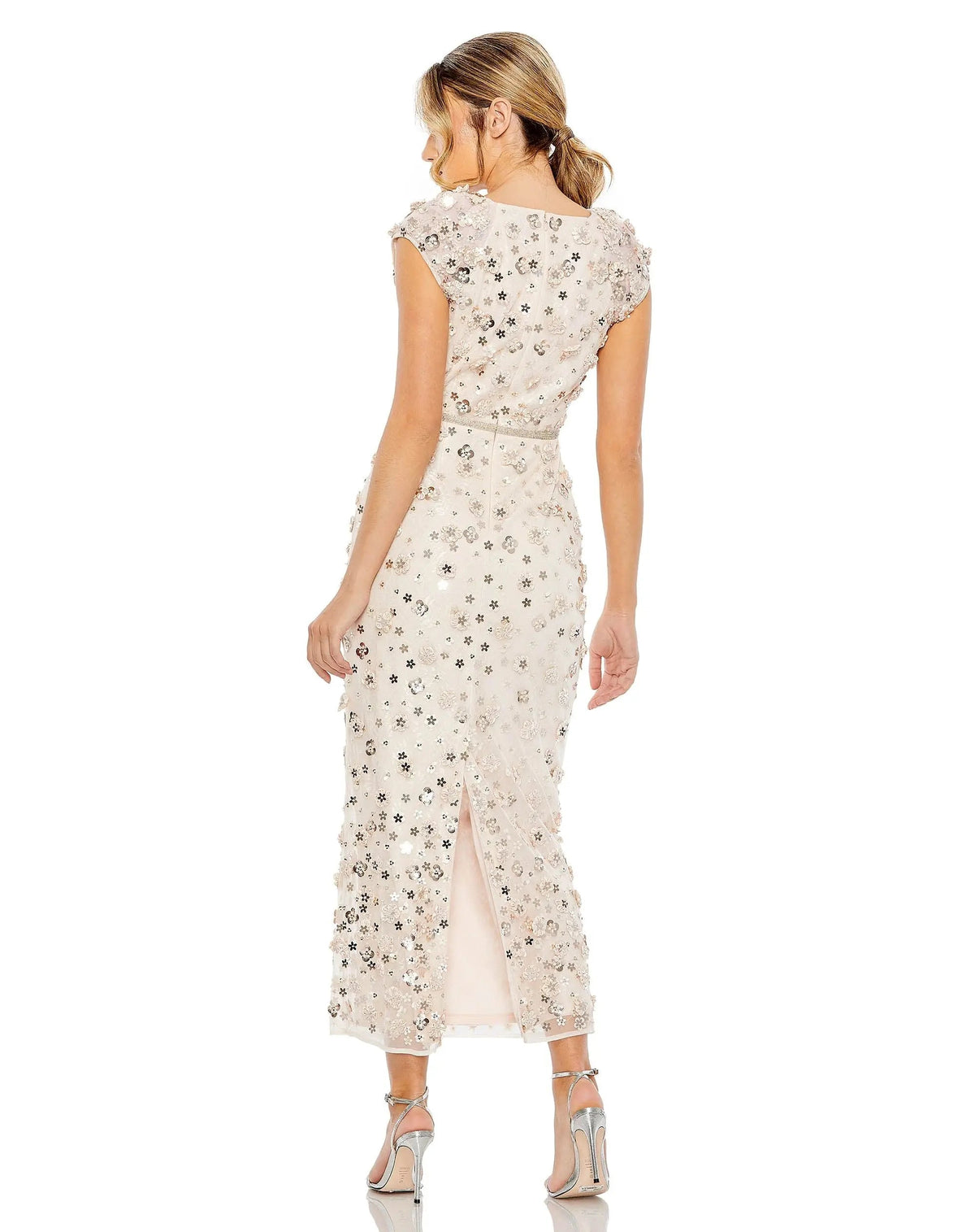Women's Pink Dress Floral - Pink Sequin Mesh