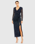 Women's Navy Dress Sequin - Blue Mesh