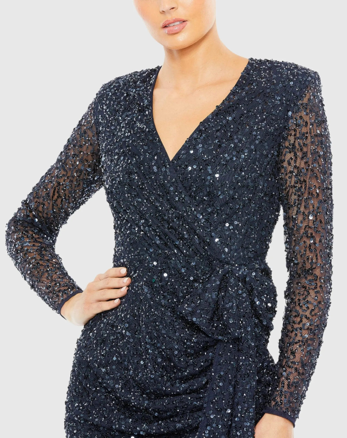 Women's Navy Dress Sequin - Blue Mesh