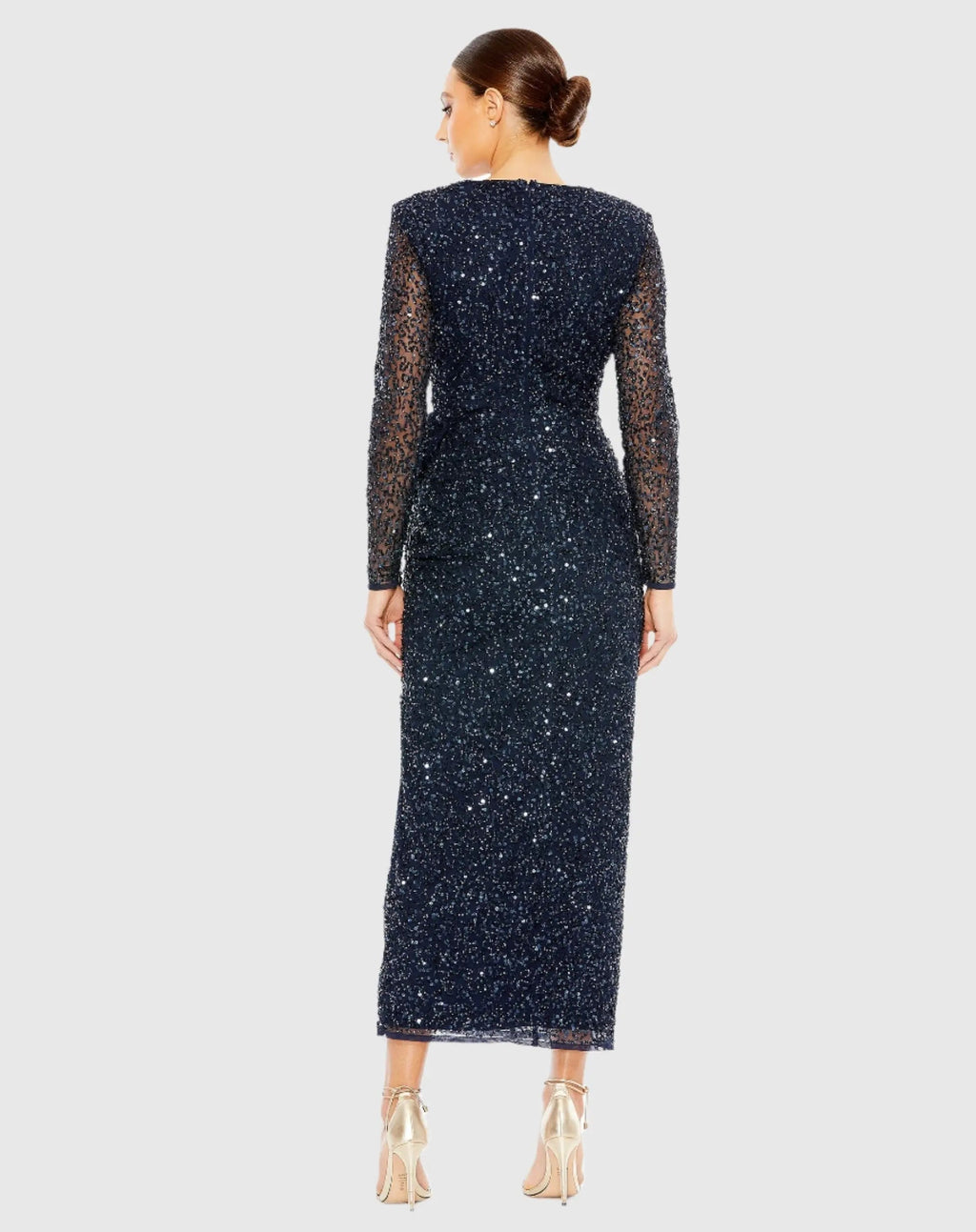 Women's Navy Dress Sequin - Blue Mesh