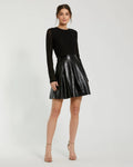 Women's Black Mini Dress - Black Mesh