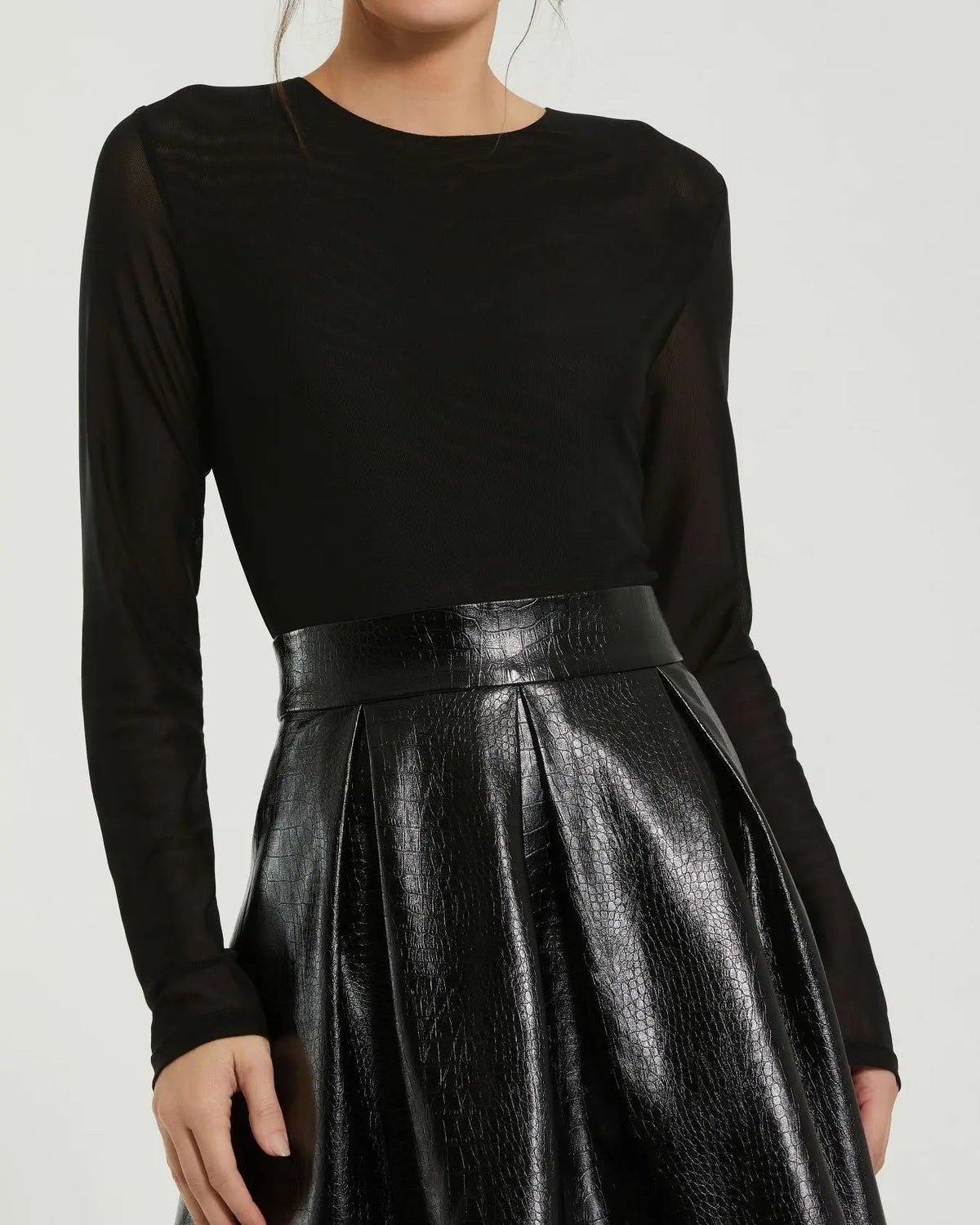 Women's Black Mini Dress - Black Mesh