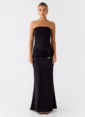 Metal Heart Strapless Maxi Dress - Black
