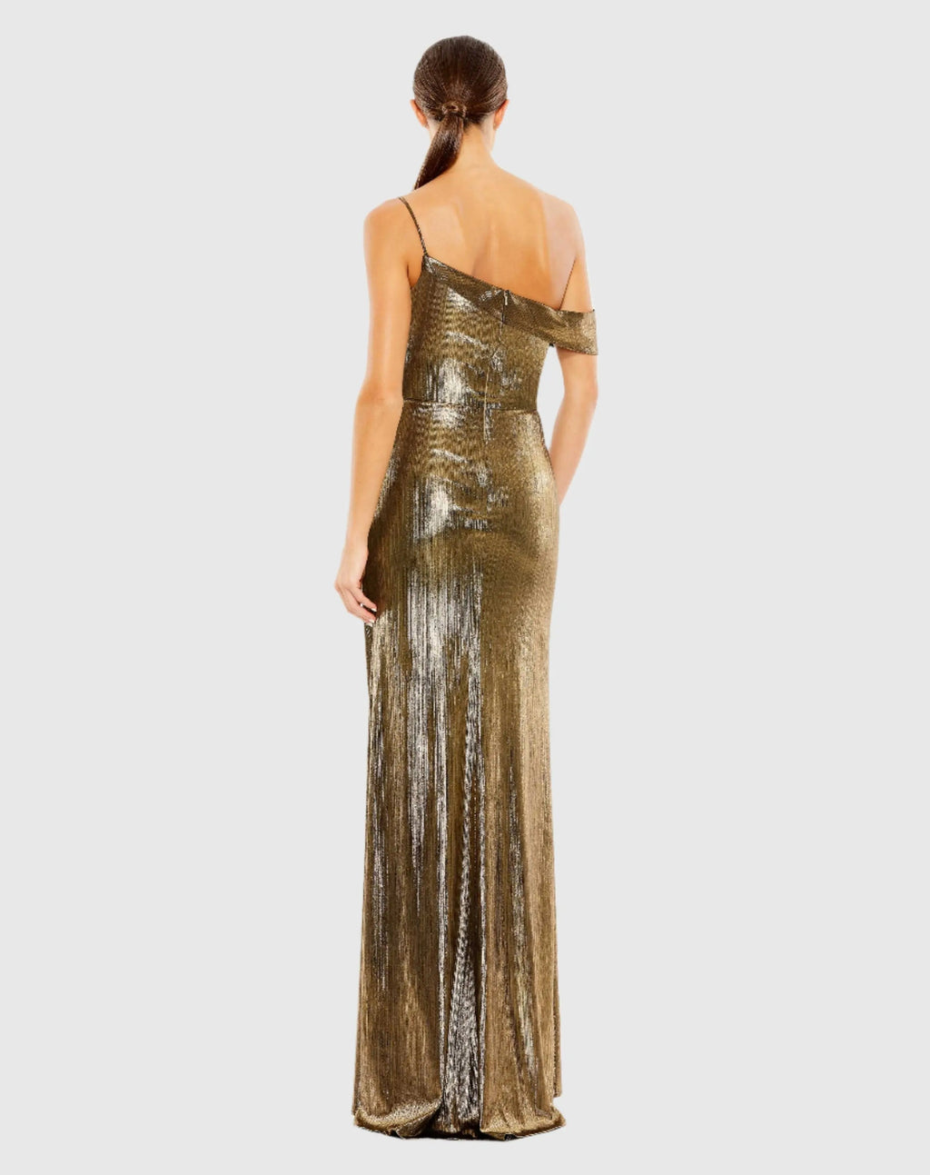 Women's Gold Dress - Gold One-Shoulder Asymmetrical
