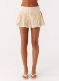Oliviana Pleated Mini Skort - Taupe Stripe