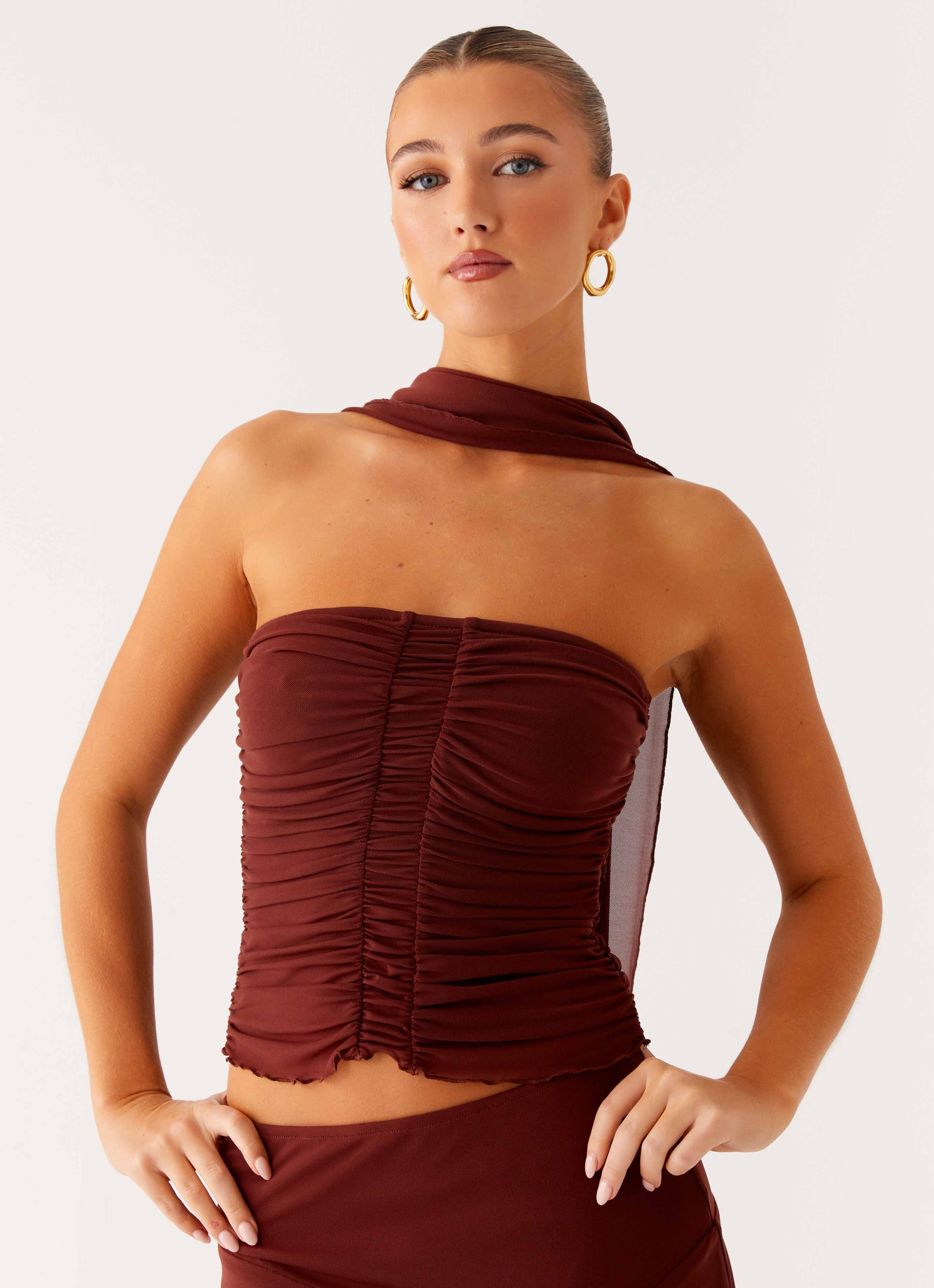 Mirage Scarf Top - Chocolate