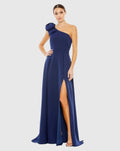 Women's Navy Dress One Shoulder - Blue One-Shoulder Asymmetrical
