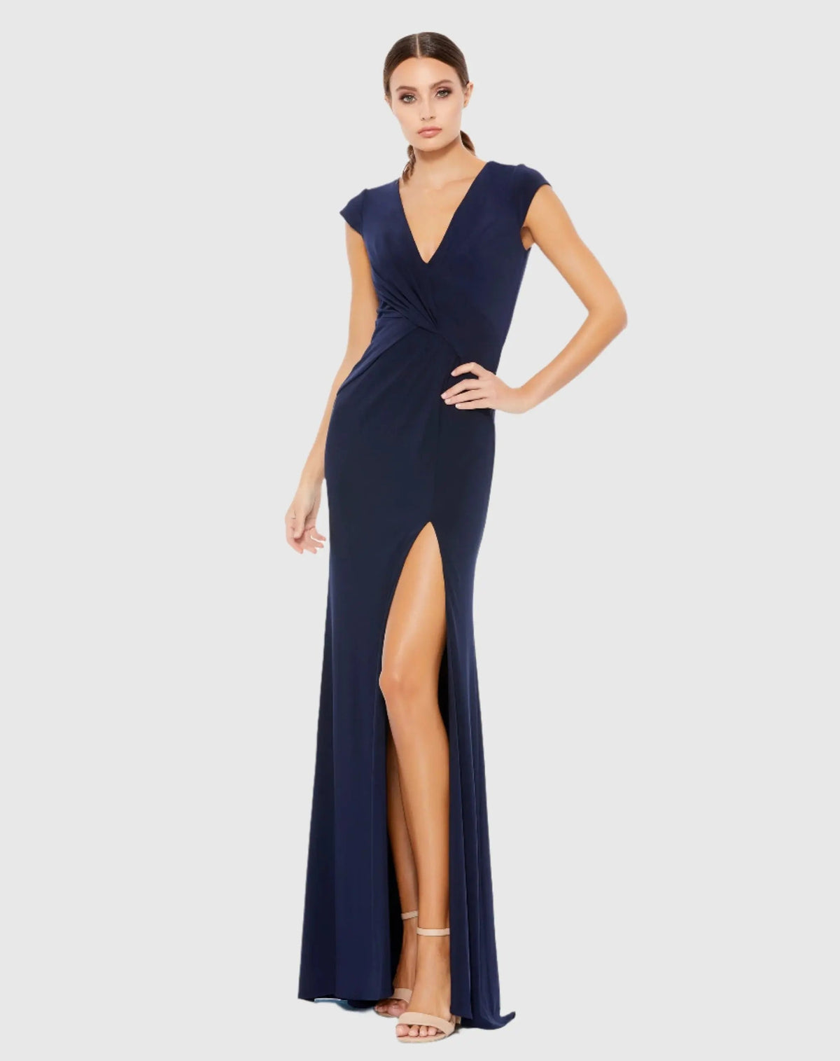Women's Navy Dress Ruched - Blue