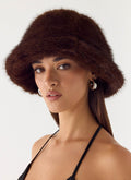 Nicolette Faux Fur Hat - Chocolate