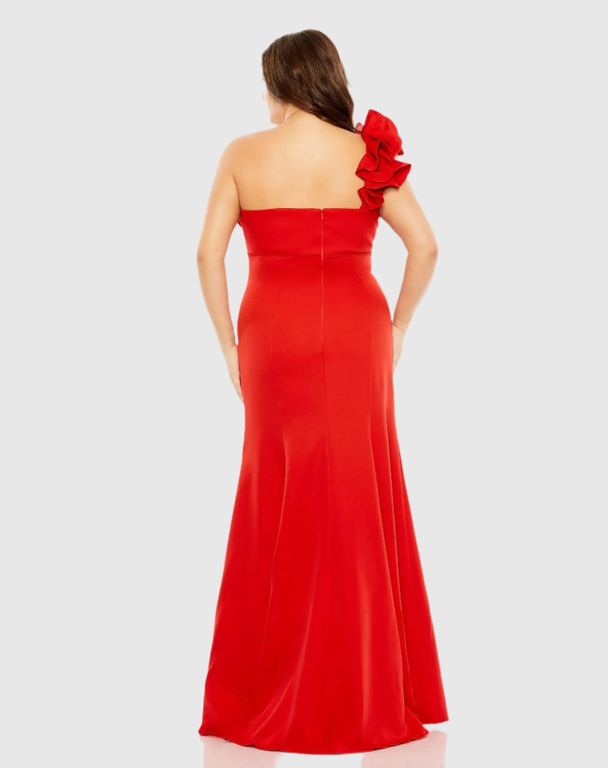 Women's Red Dress One Shoulder - Black Ruffle One-Shoulder