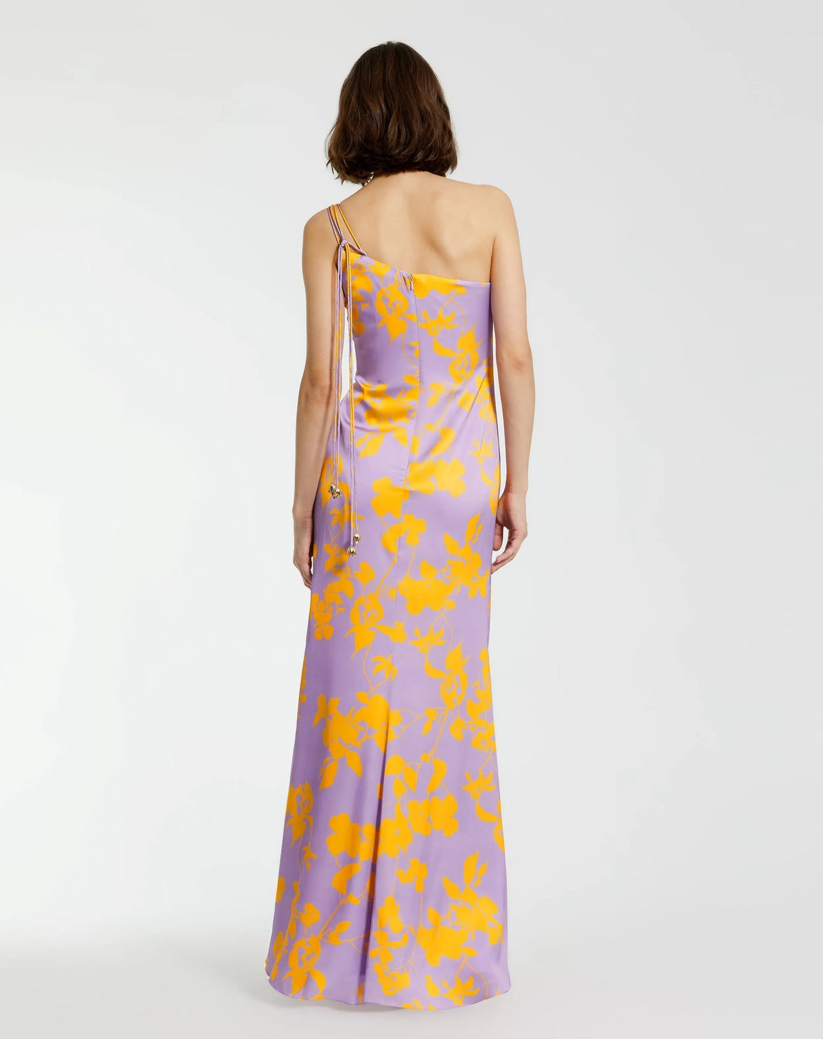 Women's Purple Maxi Dress Floral One Shoulder