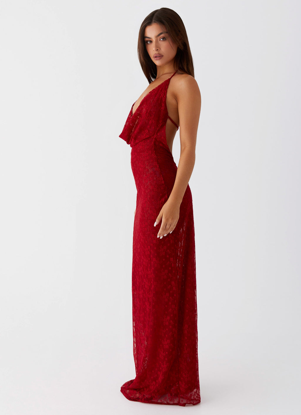 Champagne Coastline Maxi Dress - Dark Red