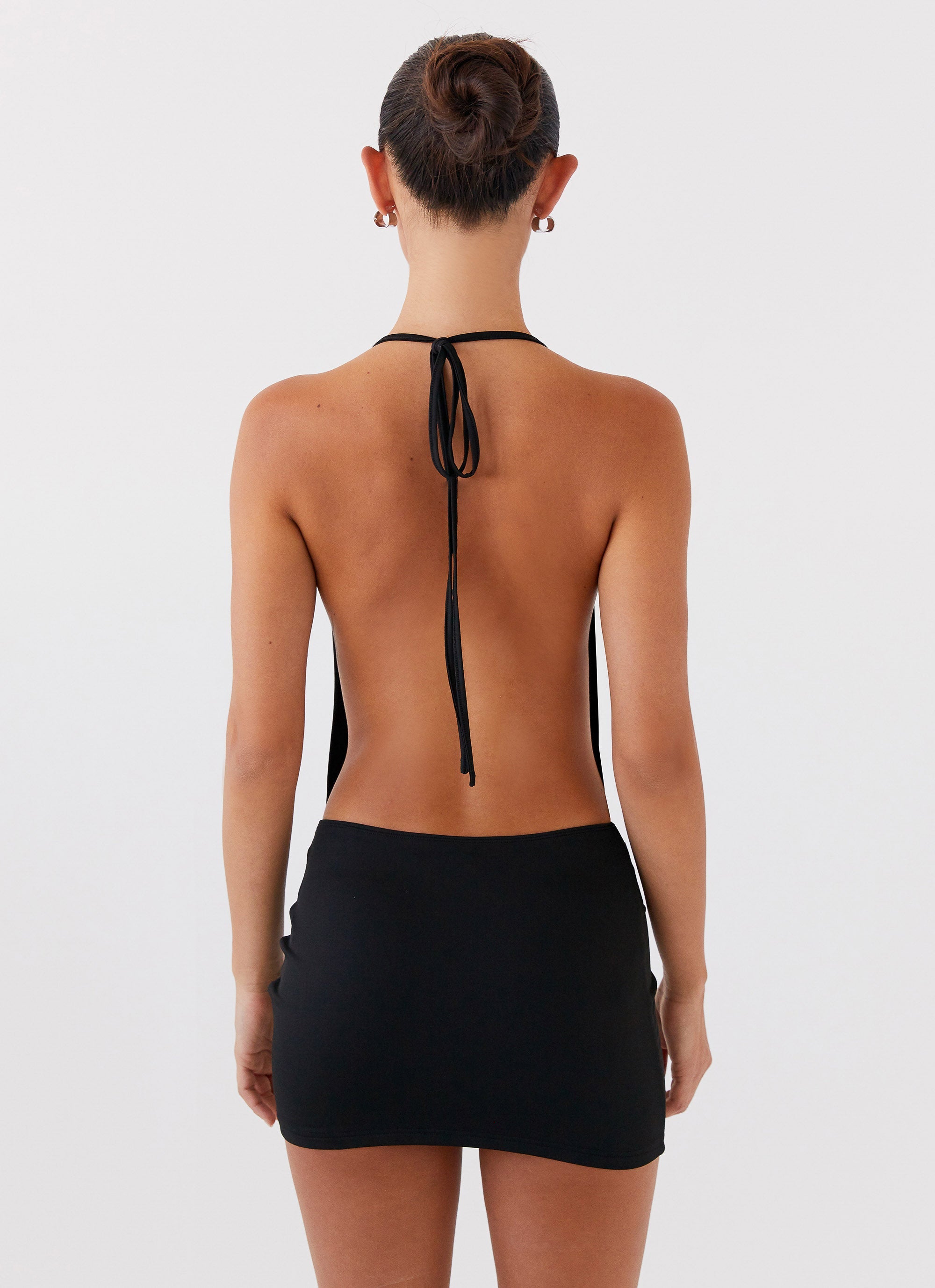 Calista Halterneck Mini Dress - Black