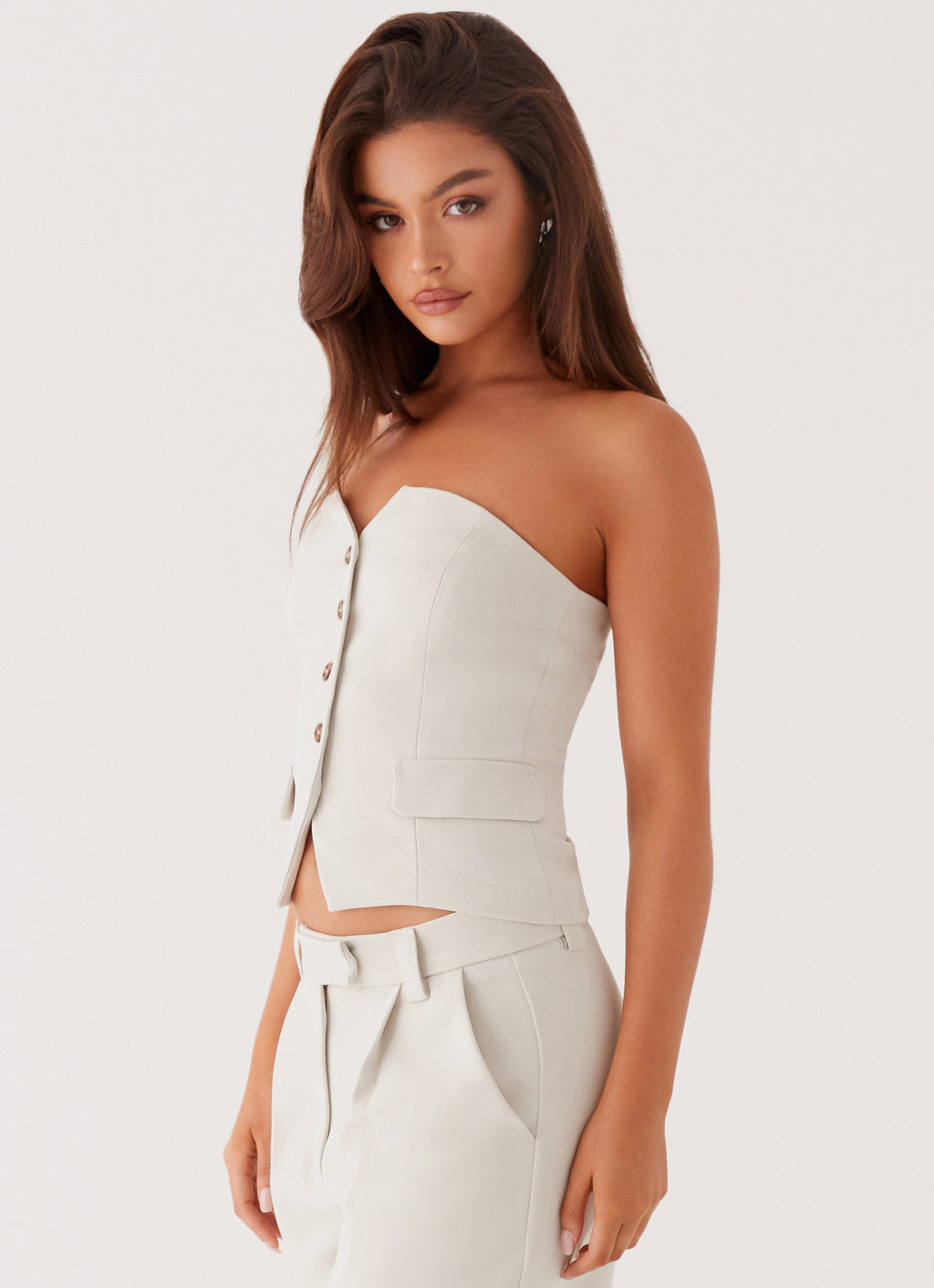 Brianna Strapless Top - Pebble