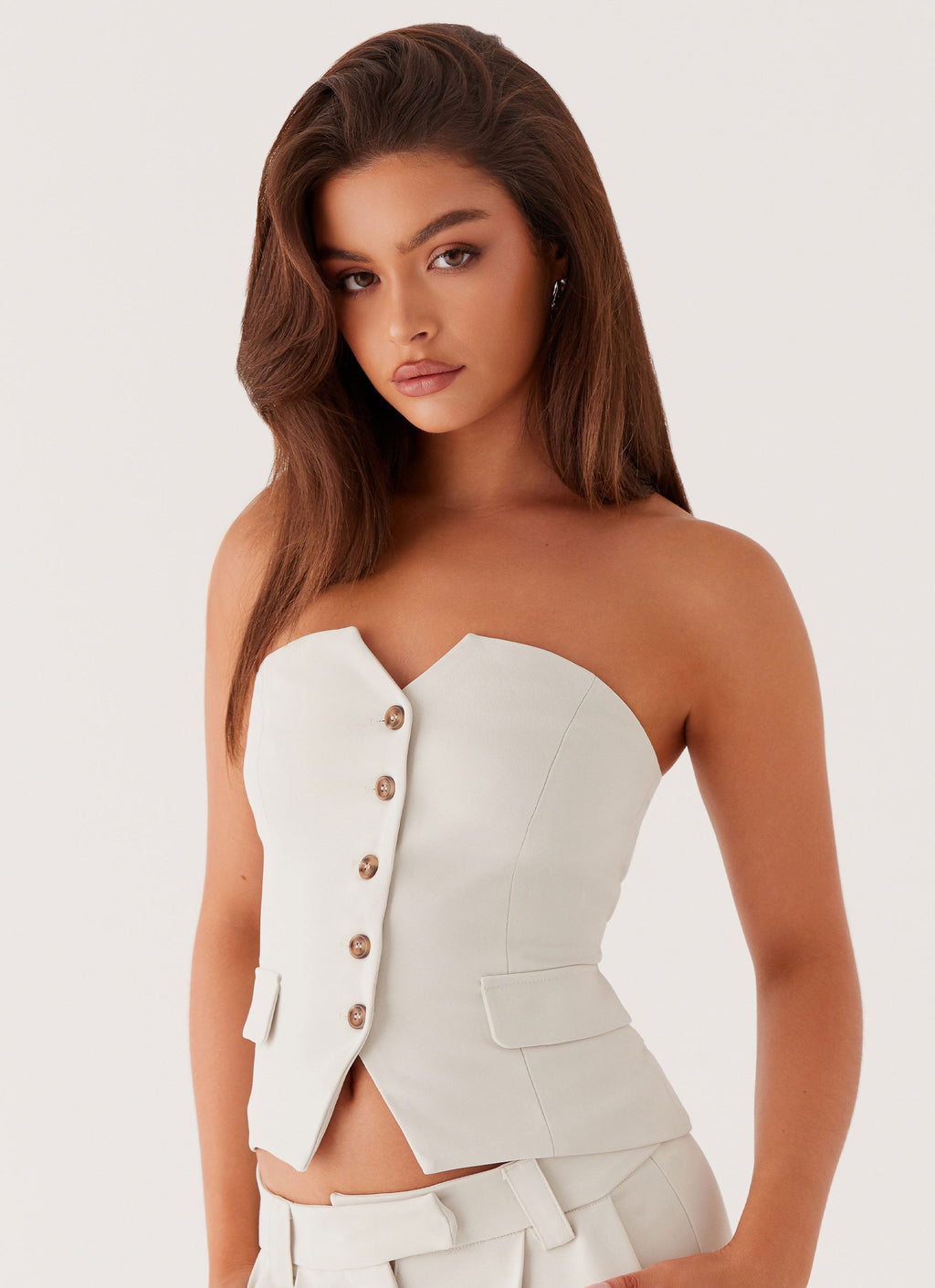 Brianna Strapless Top - Pebble