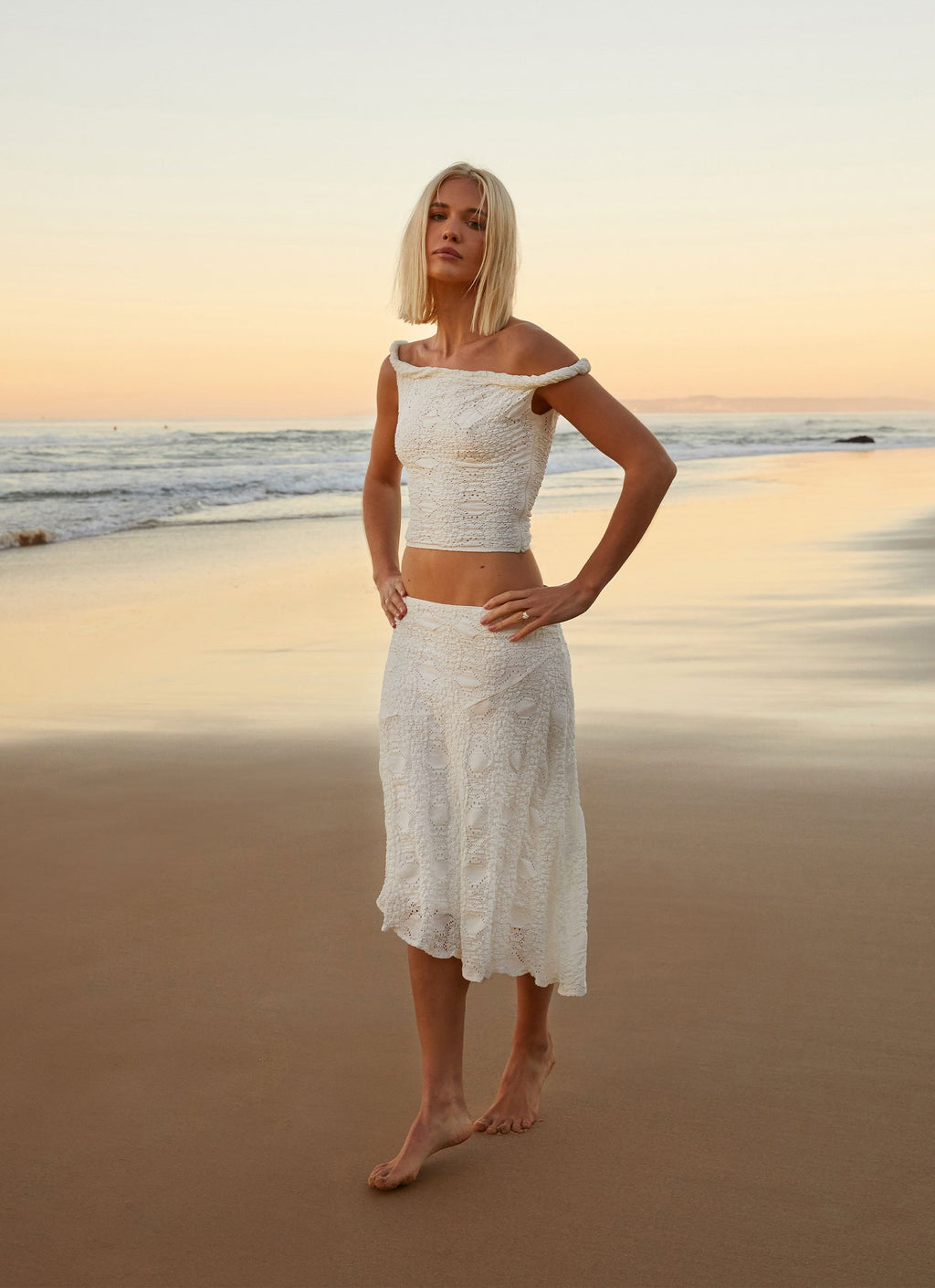Diamond Sky Midi Skirt - White