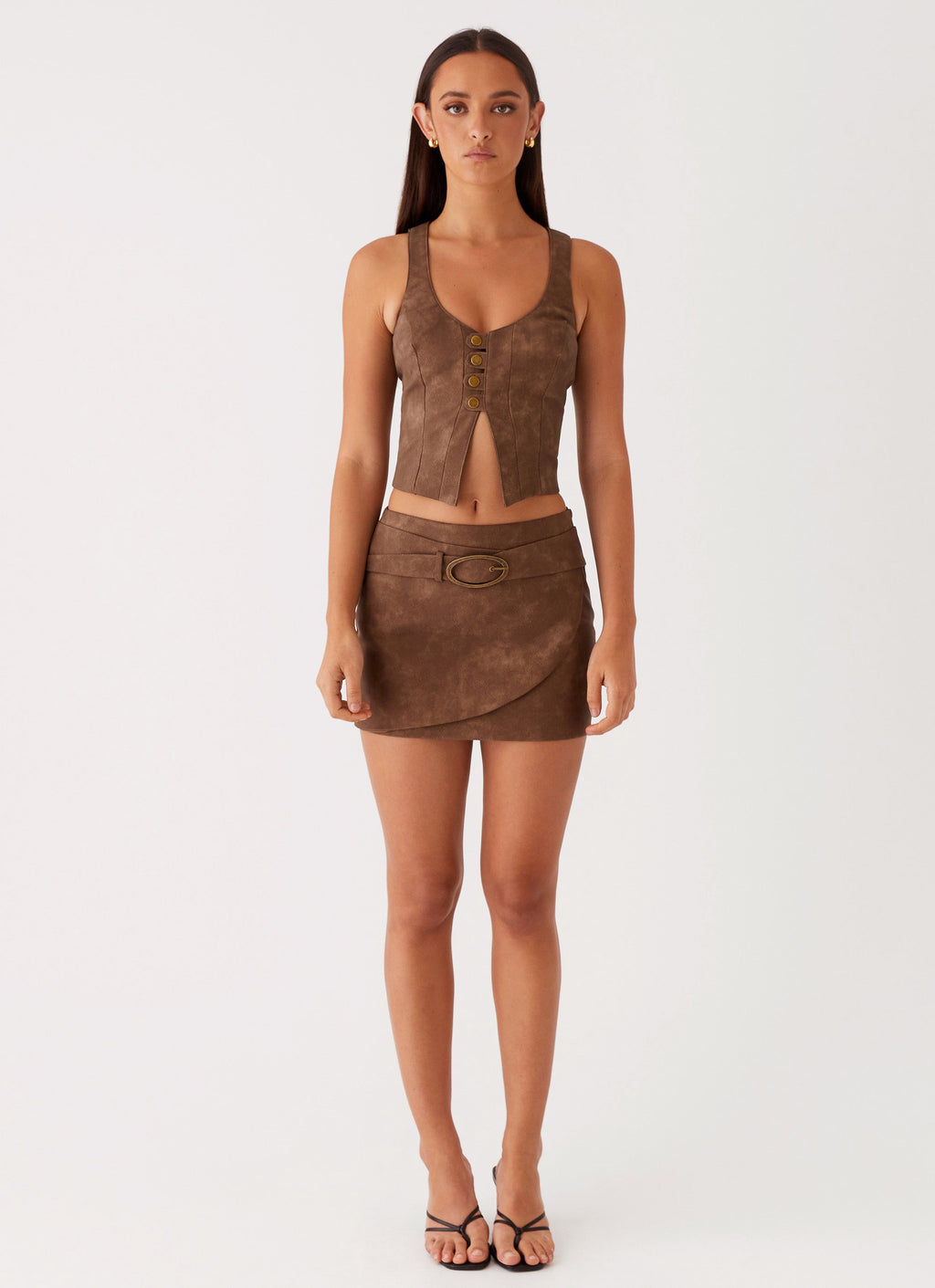 West District PU Top - Brown