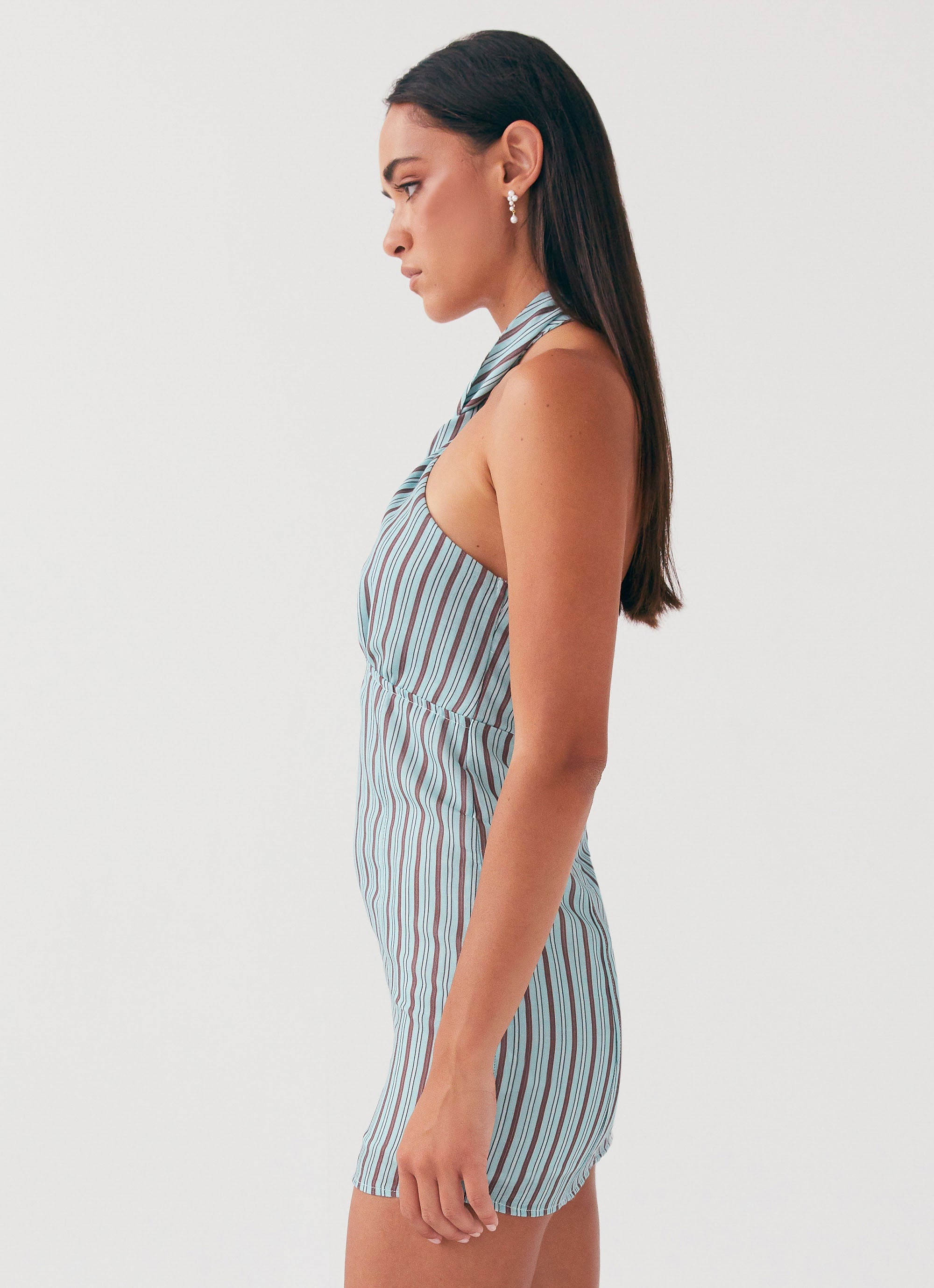Sabine Linen Mini Dress - Coastal Stripe