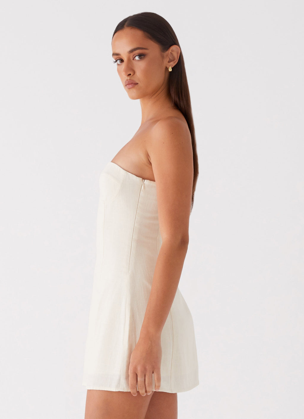 Do It That Way Linen Mini Dress - Ivory