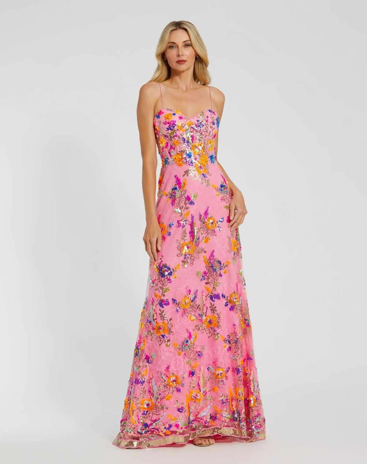 Women's Pink Dress Lace Floral - Pink Sequin