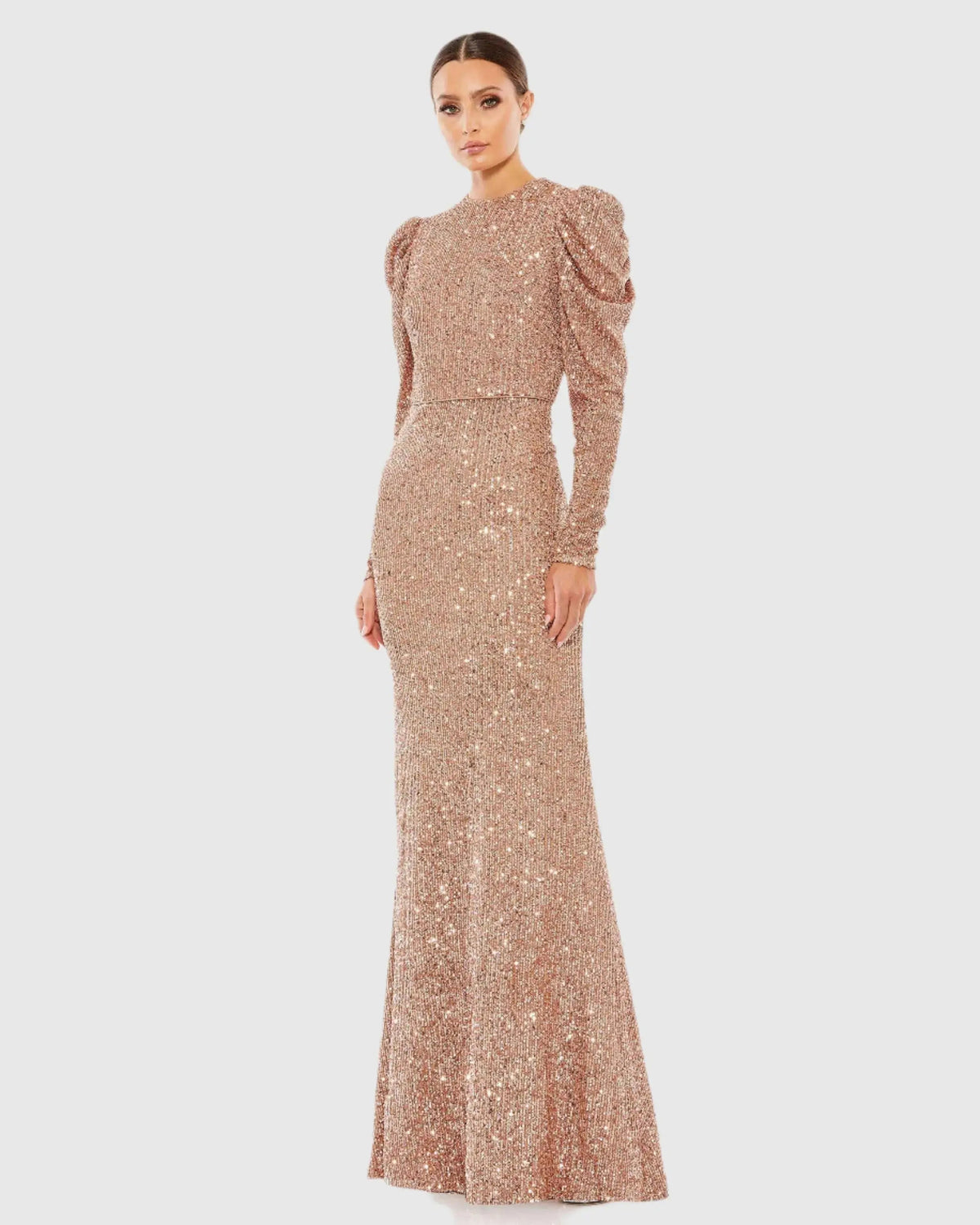 Women's Dress Sequin - Column Gown - Sleeve Column Gown
