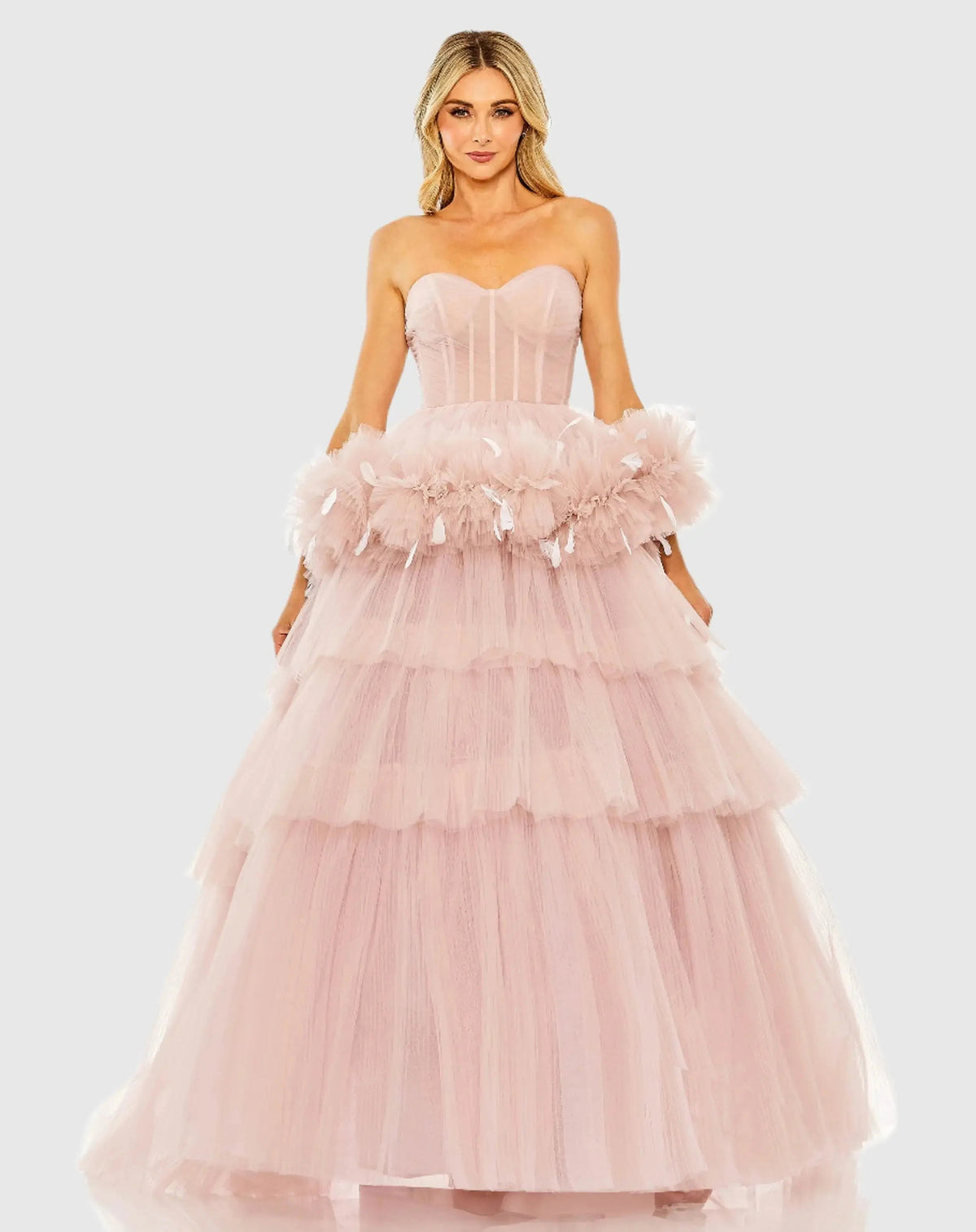 Women's Dress Strapless - Ruffle Pleated