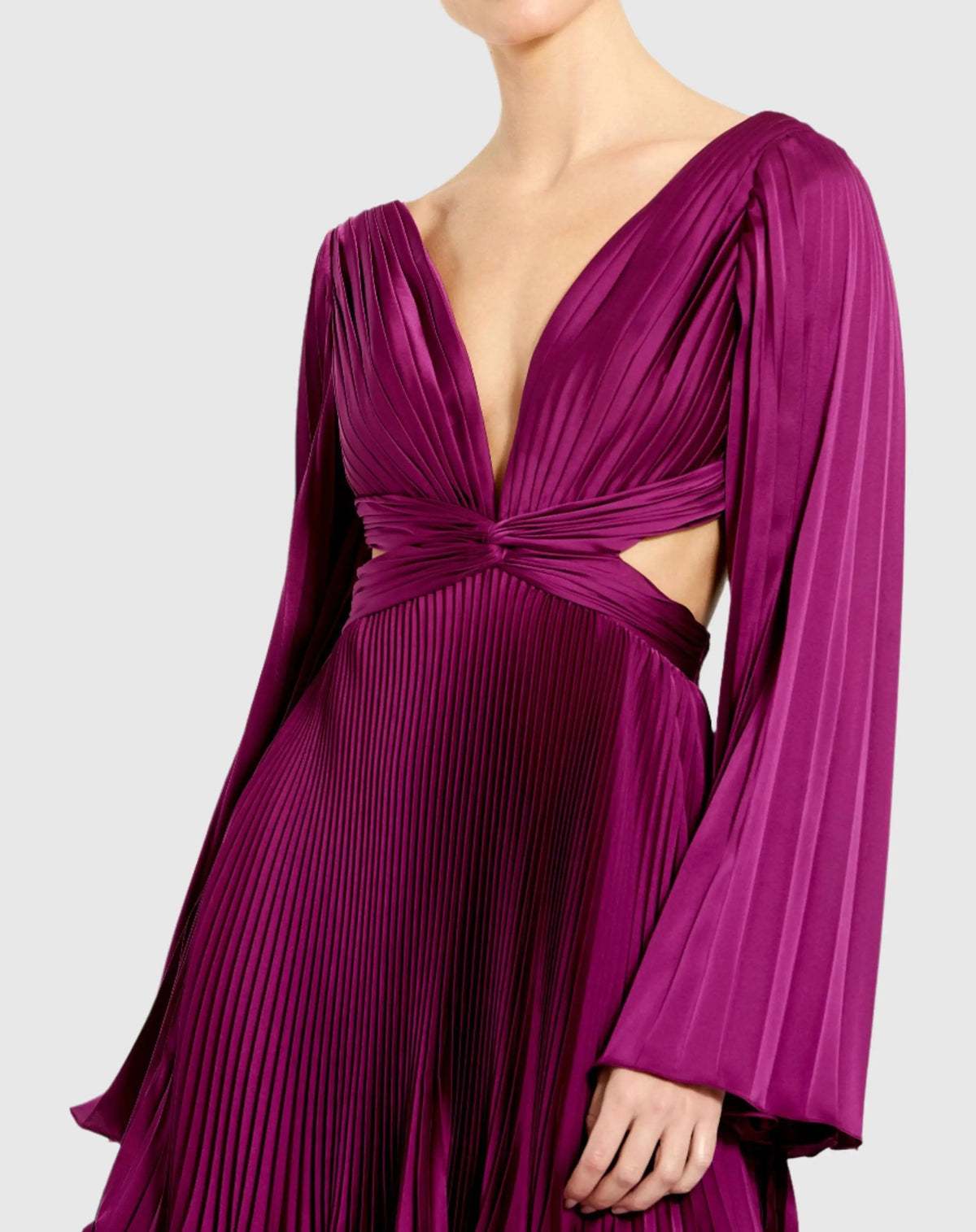 Women's Purple Mini Dress - Purple Satin Cutout