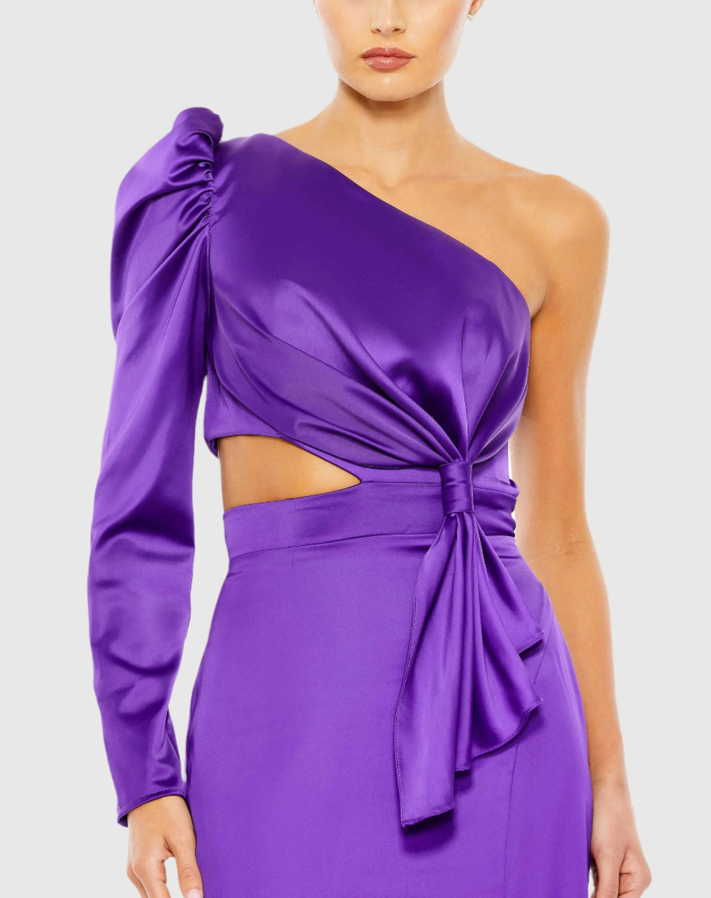 Women's Purple Dress - Purple Satin One-Shoulder