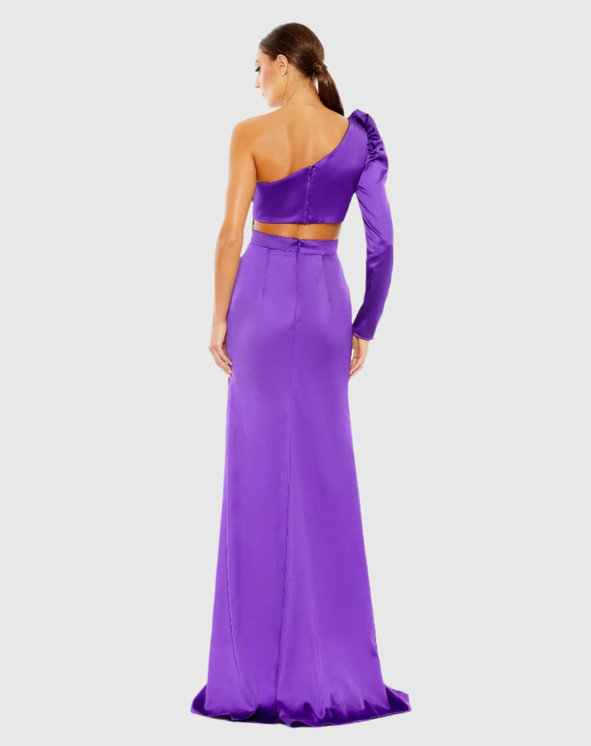 Women's Purple Dress - Purple Satin One-Shoulder
