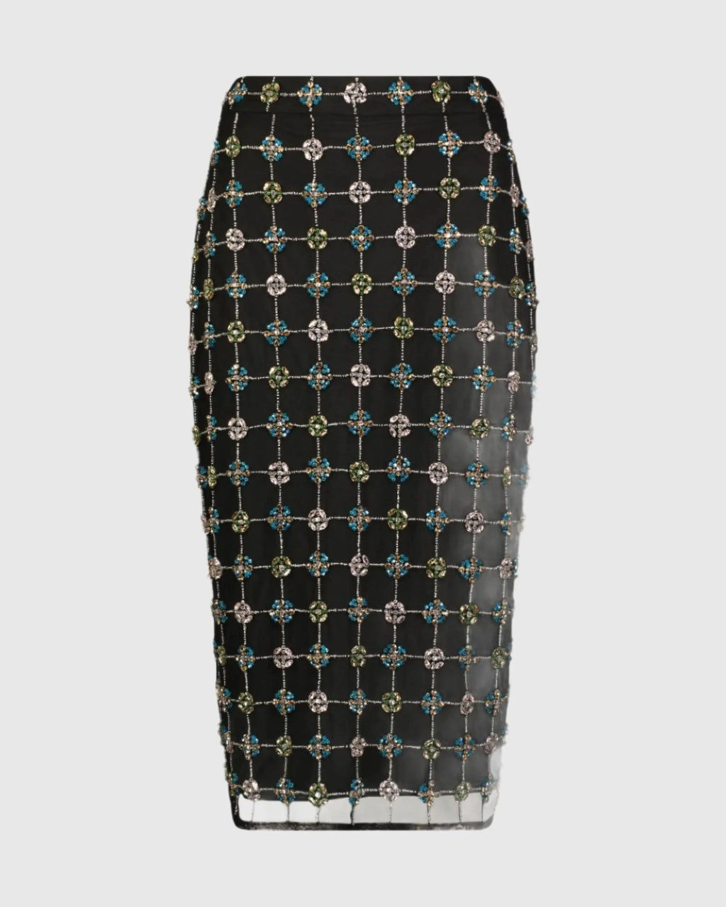 Women's Black Embellished Geometrical Skirt with Rhinestones FINAL SALE