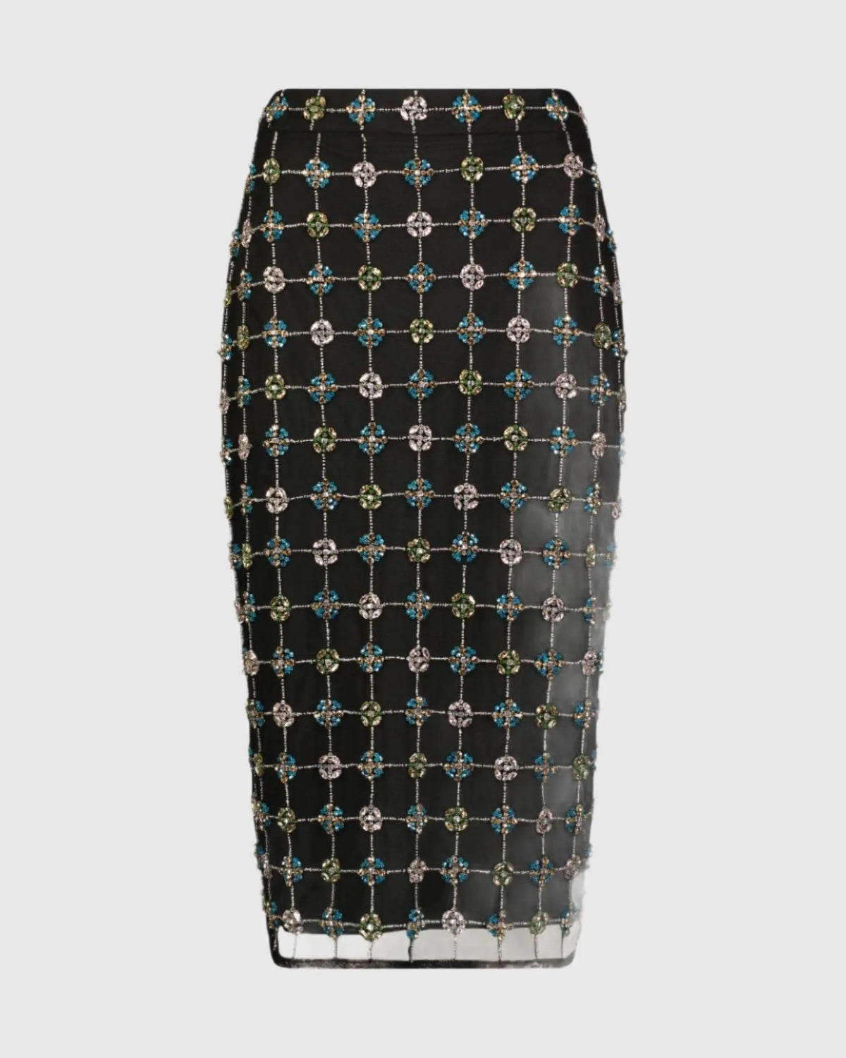 Women's Black Embellished Geometrical Skirt with Rhinestones FINAL SALE