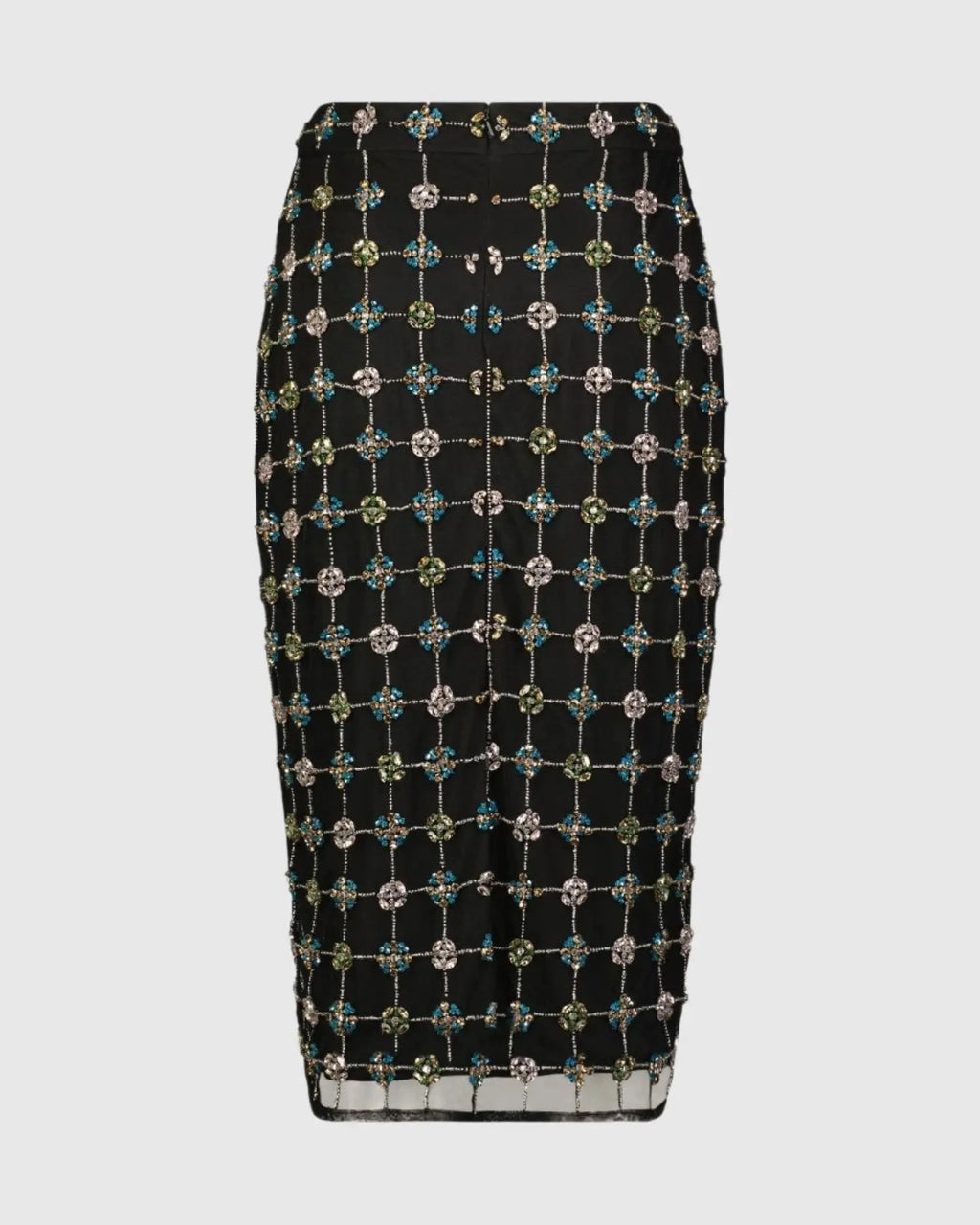Women's Black Embellished Geometrical Skirt with Rhinestones FINAL SALE