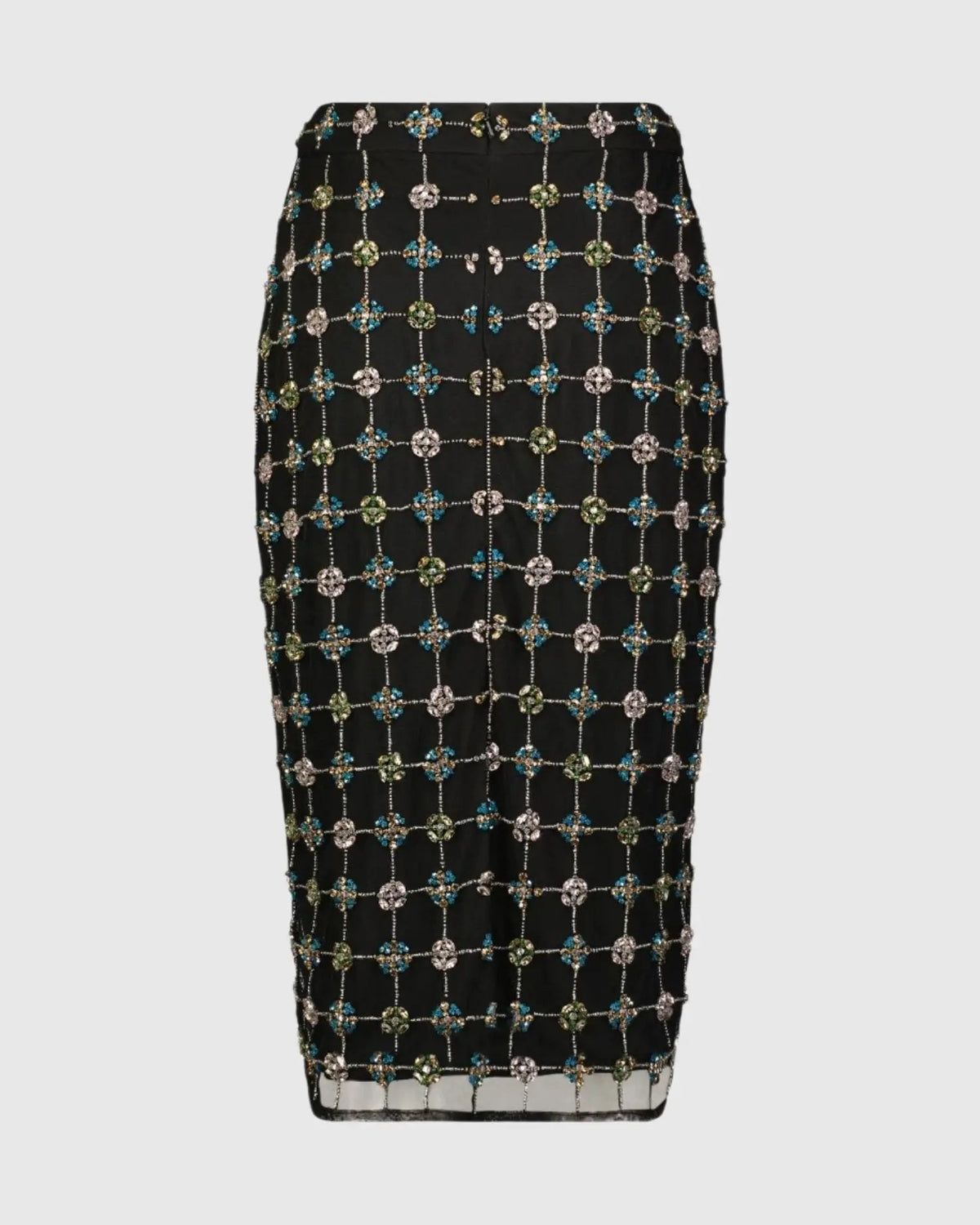 Women's Black Embellished Geometrical Skirt with Rhinestones FINAL SALE