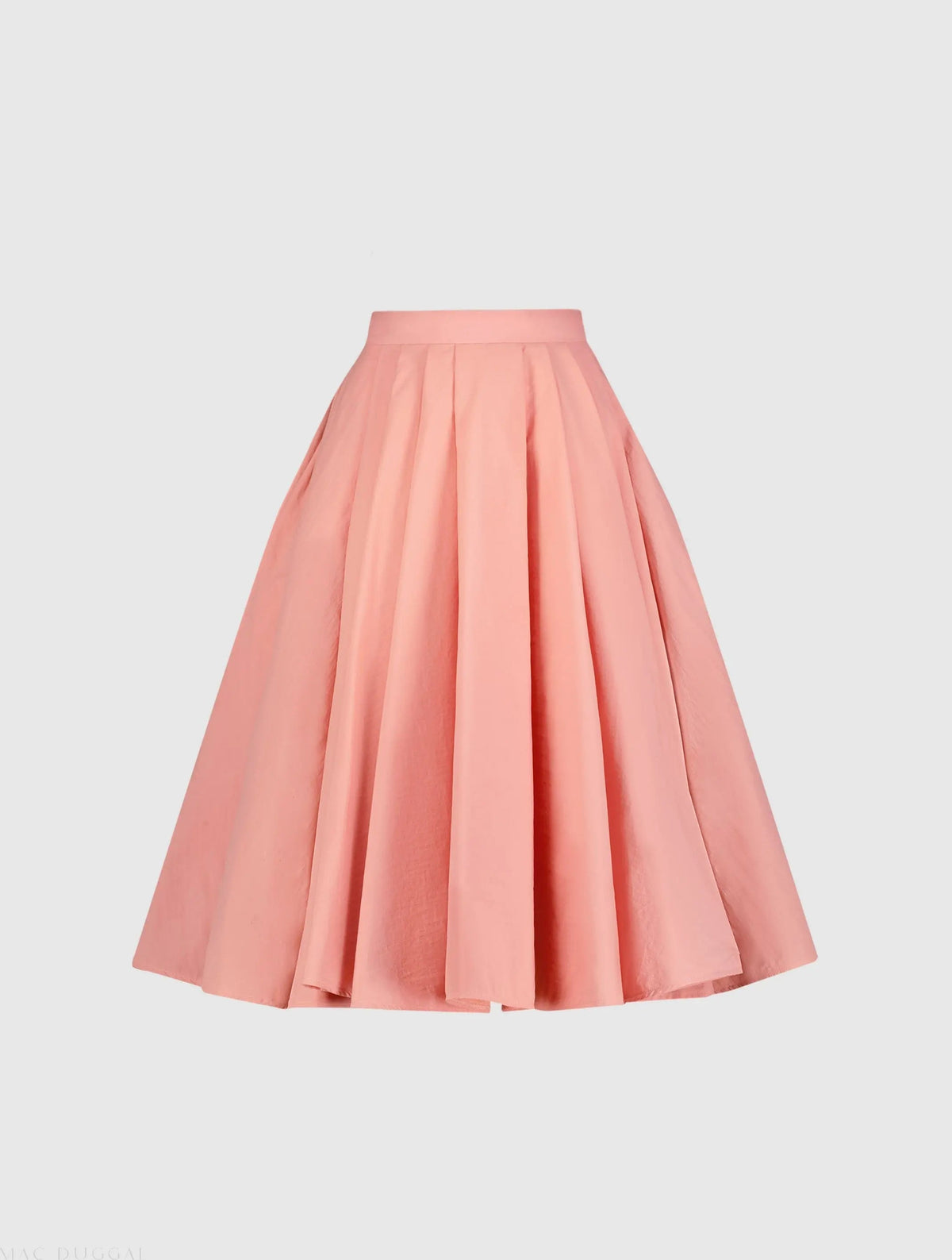 Women's Pink High-Waisted Midi Full-Circle Skirt - Hibiscus