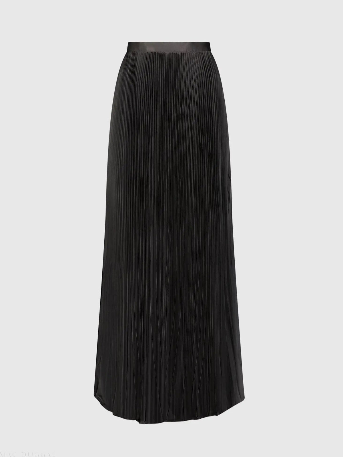 Women's Black Ankle Length Satin Pleated Skirt