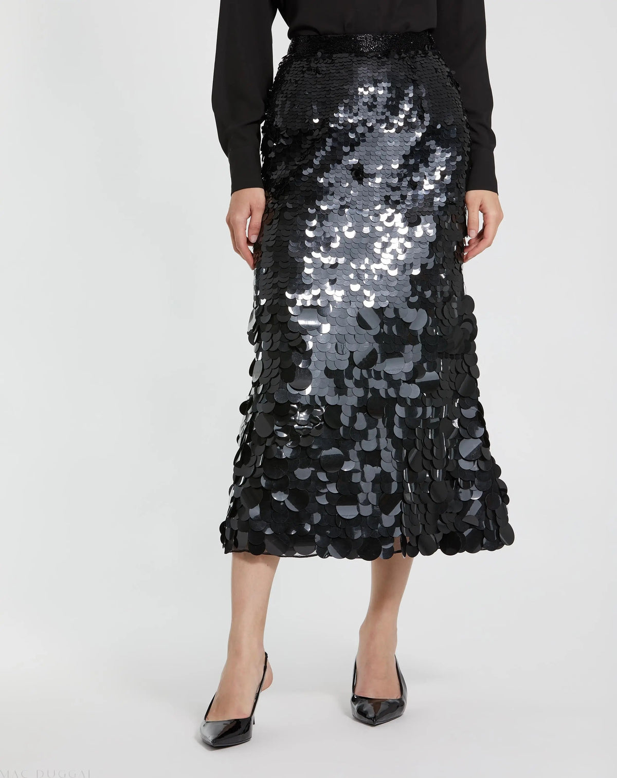 Women's Black Midi Dress Sequin - Black