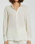 Women's The Bentley White Long Sleeve Button Up Georgette Blouse FINAL SALE