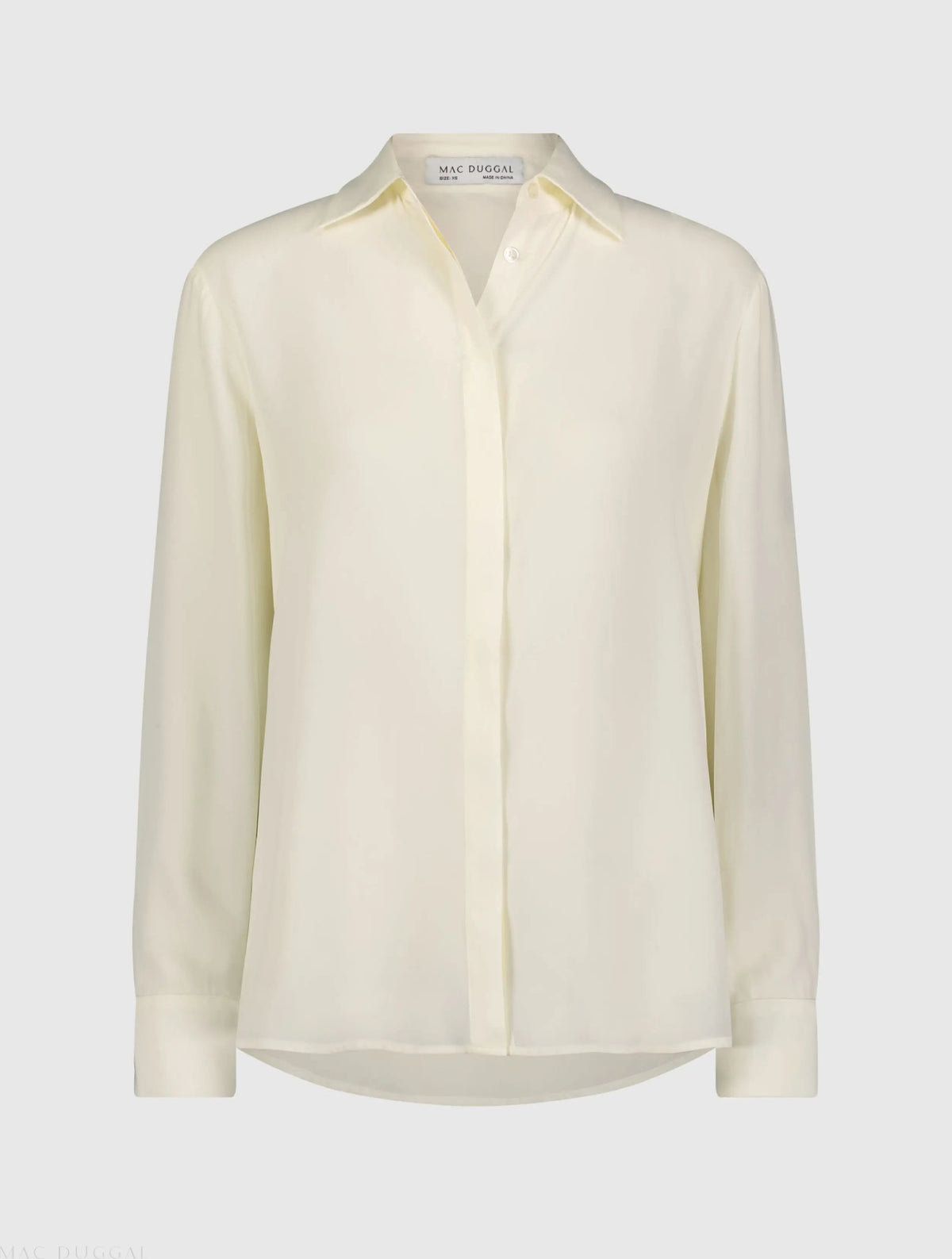 Women's The Bentley White Long Sleeve Button Up Georgette Blouse FINAL SALE