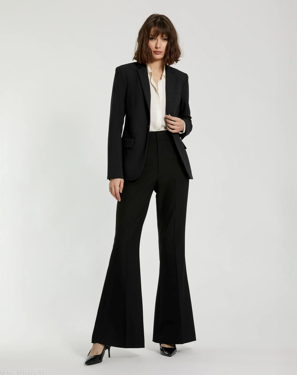 Women's Black Classic Crepe Flared Trouser Pant FINAL SALE